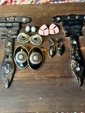 Vintage Mixed Earring Set in Black, Pink, Cream & Gold